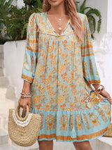 Casual Bohemian Printed V-neck Dress