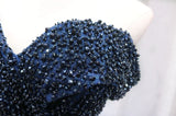 Navy Blue Tulle Beading Homecoming Dress