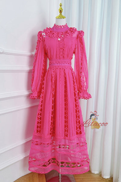 Palace High Neck Lantern Sleeve Dress