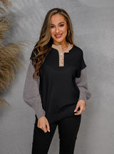 V-neck Pullover Color Matching Long Sleeve Sweater