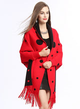 Dot Tassel Knitted Cardigan Shawl Coat