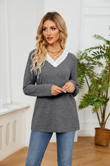 Round Neck Loose Casual Long Sleeve T-shirt