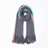 Warm Neck Wide Stripe Warp Knitted Scarf