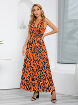 V-neck Leopard Print Slim Dress