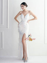 Mermaid Spaghetti Straps Sequins Prom Dress