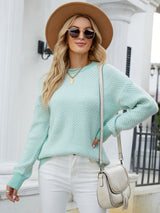 Striped Long-sleeved Round Neck Knitted Pullover Sweater