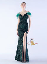 Mermaid Sequins Spaghetti Straps Prom Dress