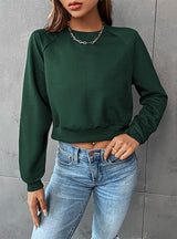 Long Sleeve Round Neck Solid Color Top