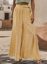 Strapped High Waist Casual Loose Wide-leg Pants