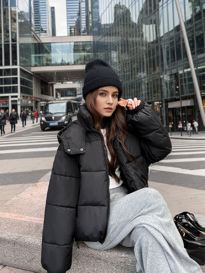 Hooded Short Cotton-padded Jacket Coat