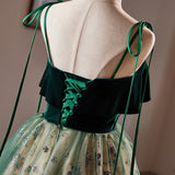 Green Tulle Sequins Straps Homecoming Dress