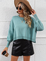 Round Neck Solid Color Loose Pullover Sweater