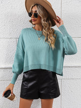 Round Neck Solid Color Loose Pullover Sweater