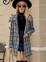Autumn and Winter Contrast Houndstooth Coat