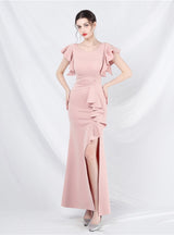 Mermaid Scoop Neck Split Prom Dress