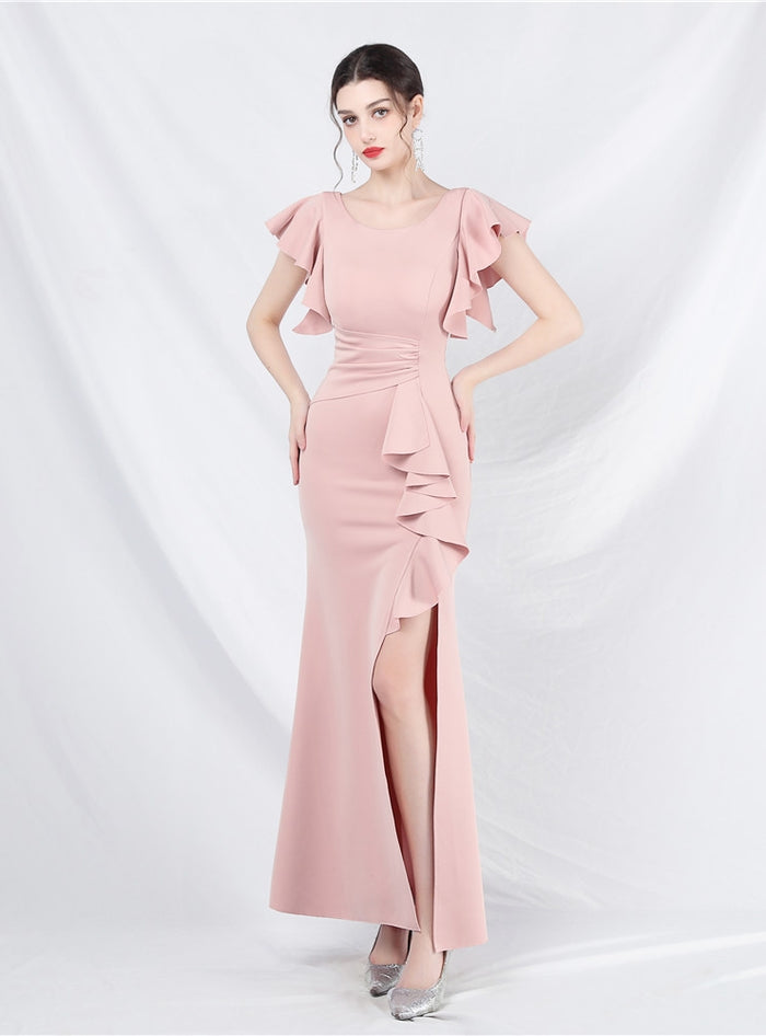 Mermaid Scoop Neck Split Prom Dress