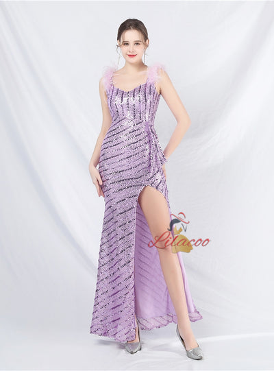 Sexy Mermaid Sequins Split Prom Dress