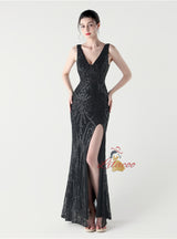 Mermaid Sequins V-neck Prom Dress