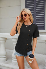 Solid Color Short-sleeved Round Neck T-shirt