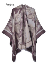 National Double-sided Fringed Split Shawl