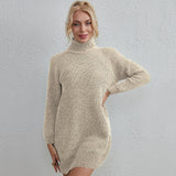 High-necked Chenille Knitted Sweater Dress