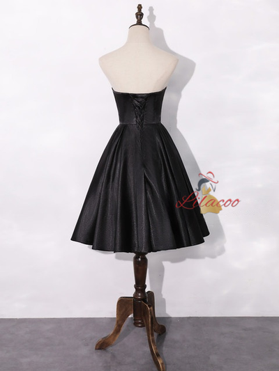 Black Satin Sweetheart Homecoming Dress
