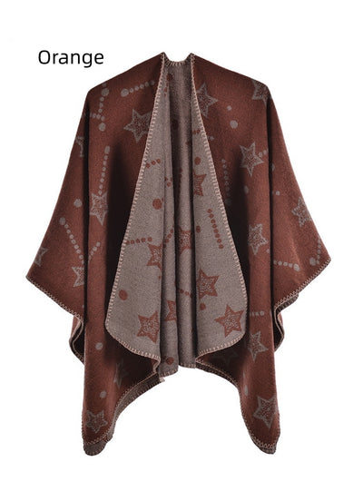 Ladies Jacquard Shawl Split Cloak