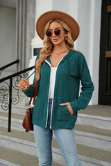 Loose Long Sleeve Zipper Pocket Coat