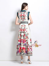 Retro Court Single-breasted Printed Dress