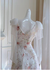 White V-neck V-neck Sequins Prom Dress
