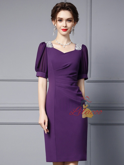 Red Short Sleeve Mother Of The Bride Dress