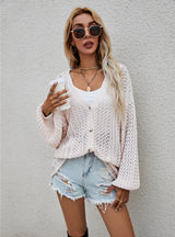 Hollow Knit Cardigan Loose Sweater