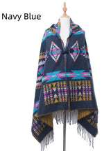 Bohemian National Wind Horn Buckle Hooded Shawl