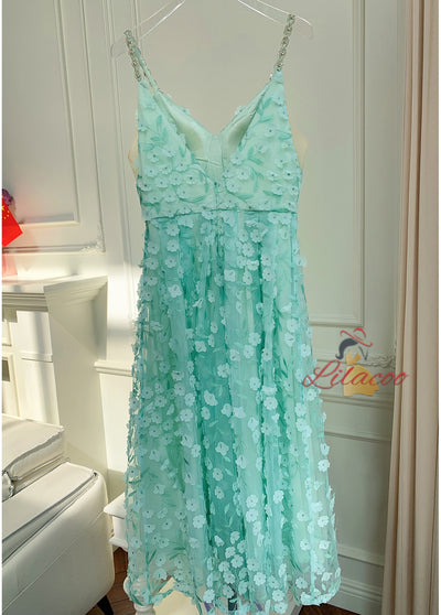 Mesh Embroidered Banquet Dress