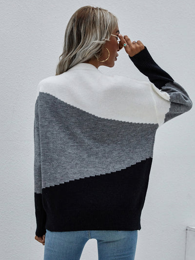 Loose Round Neck Striped Sweater