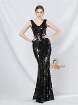 V-neck Mermaid Sequins Prom Dress