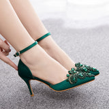 7 cm Rhinestone Pointed Stiletto Sandals