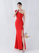 Mermaid One Shoulder Split Beading Prom Dress