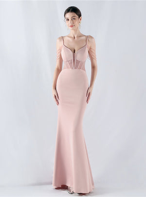 Mermaid Spaghetti Straps Beading Prom Dress