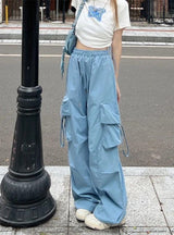 Casual Wide-leg Retro Solid Color Loose Straight Pants