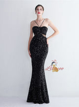 Mermaid Seqins Spaghetti Straps Prom Dress