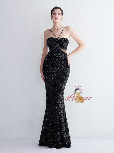 Mermaid Seqins Spaghetti Straps Prom Dress