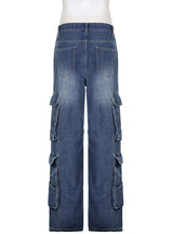 Loose Multi-pocket Stitching Jeans