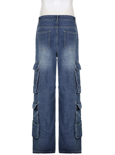 Loose Multi-pocket Stitching Jeans