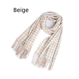 Fringed Plaid Shawl Padded Scarf