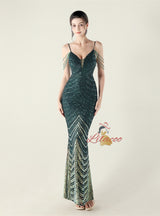Mermaid Sequins Spaghetti Straps Prom Dress