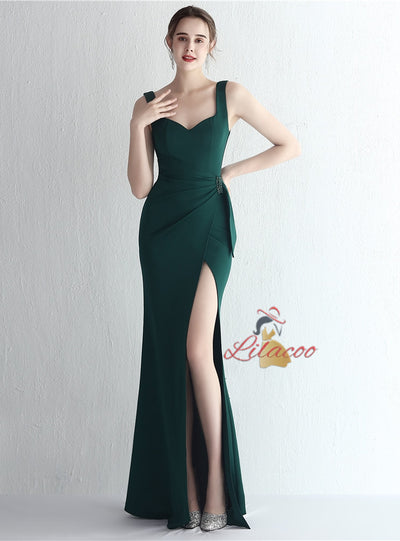 Mermaid Split Straps Prom Dress