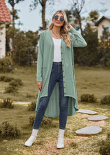 Loose Long Sleeve Pocket Button Coat