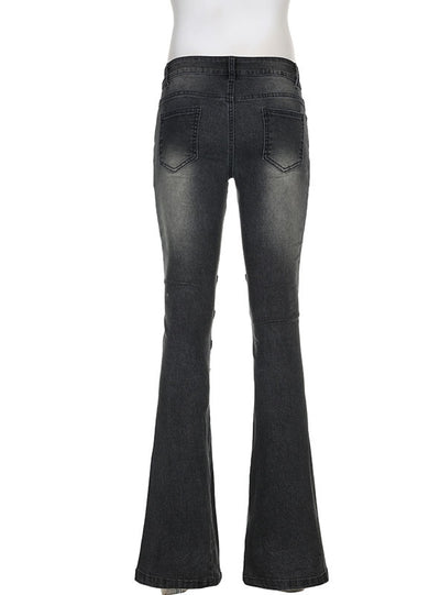 Wrinkle Stitching Low Waist Slim Jeans