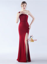 One Shoulder Split Parom Dress